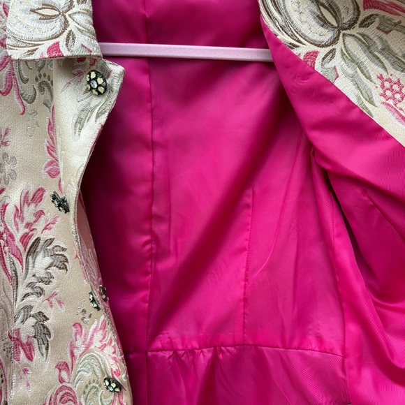 Liz Claiborne Gold Rose Brocade Cropped Jacket Y2K Inspired Coquette M - Picture 13 of 13